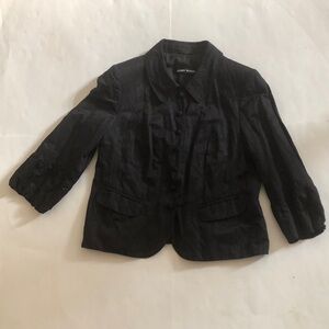 Gerry Weber 14 Jacket Black Button down 2 Pocket Rouched 3/4 Sleeve Excellent